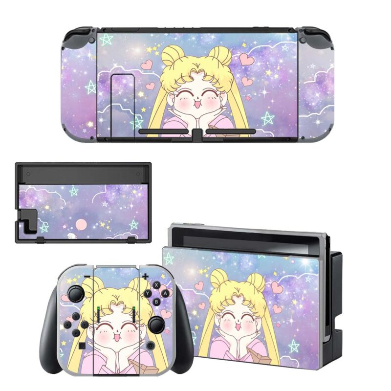 Sailor Moon Usagi With Stars Skin Sticker For Nintendo Switch OLED & Nintendo Switch