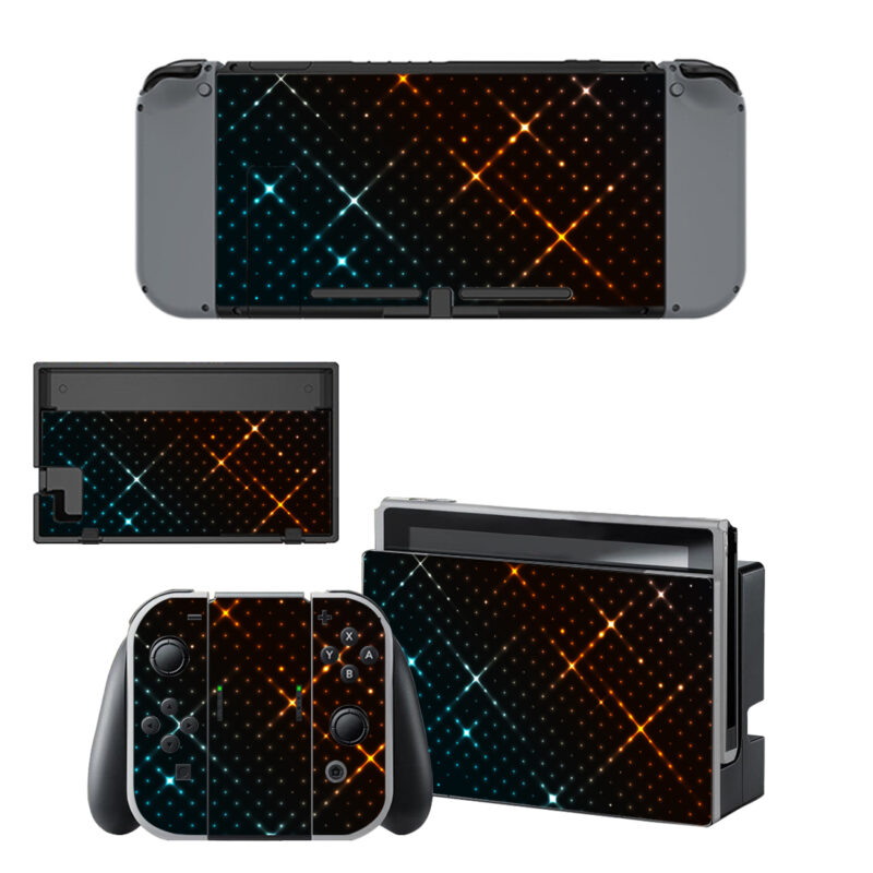 Blue And Orange Twinkling Stars Abstract Decal Cover For Nintendo Switch OLED & Nintendo Switch