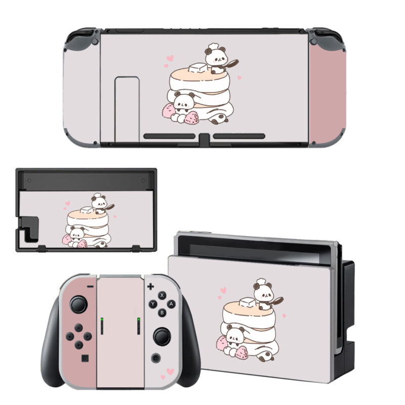 Pandas Cooking Pancakes Illustration Skin Sticker For Nintendo Switch OLED & Nintendo Switch