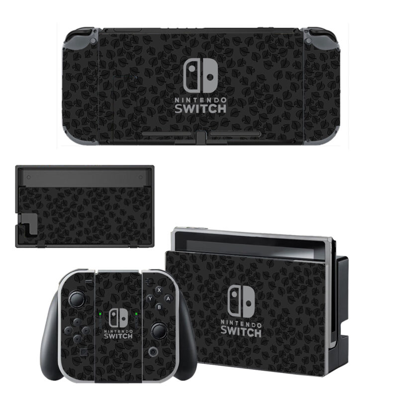 Dark Animal Crossing Leaf Art Decal Cover For Nintendo Switch OLED & Nintendo Switch