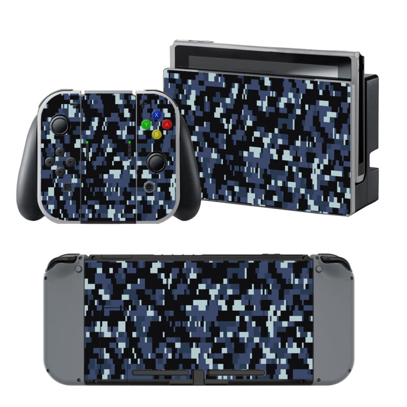 Blue Digital Camouflage Decal Cover For Nintendo Switch & Nintendo Switch OLED