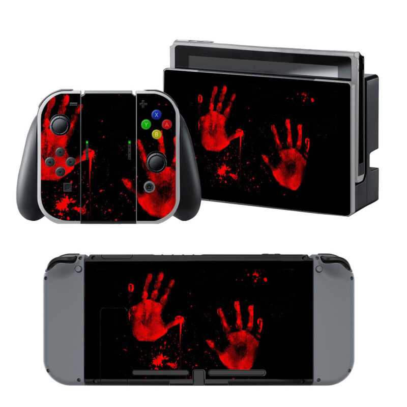 Red Hand On Black Decal Cover For Nintendo Switch & Nintendo Switch OLED