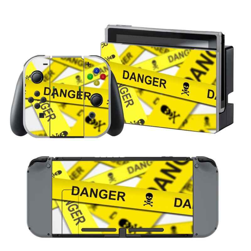 Yellow Danger Tape Decal Cover For Nintendo Switch & Nintendo Switch OLED