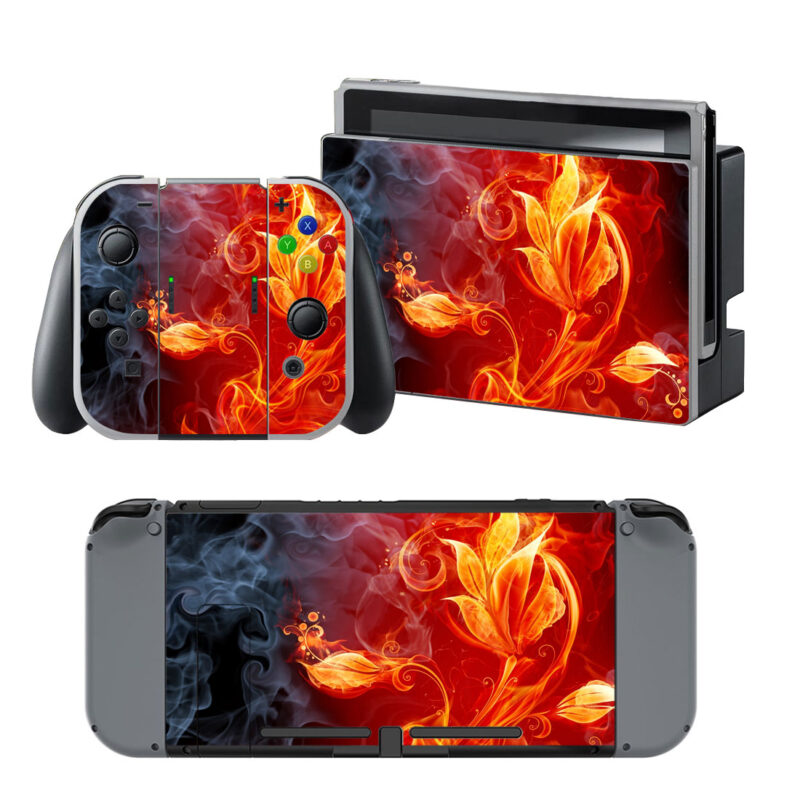 Fire Flower Art Decal Cover For Nintendo Switch & Nintendo Switch OLED