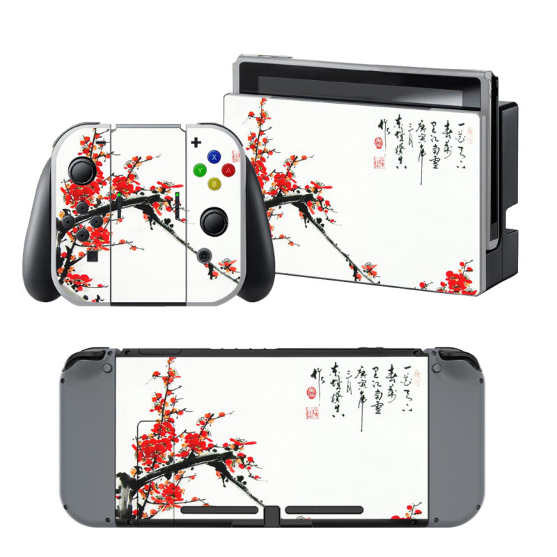 Oriental Sakura Cherry Tree Blossom Decal Cover For Nintendo Switch & Nintendo Switch OLED