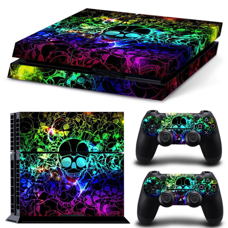 Neon Rainbow Skull Pattern PS4 Skin Sticker