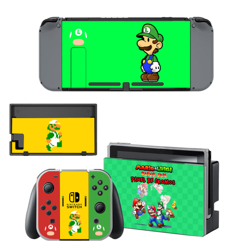 Mario And Luigi Paper Jam Panel De Cromos Skin Sticker For Nintendo Switch & Nintendo Switch OLED