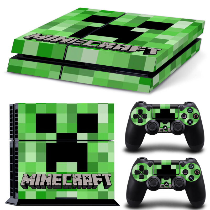 Green Minecraft Skin Stickeer For PS4 And Controllers