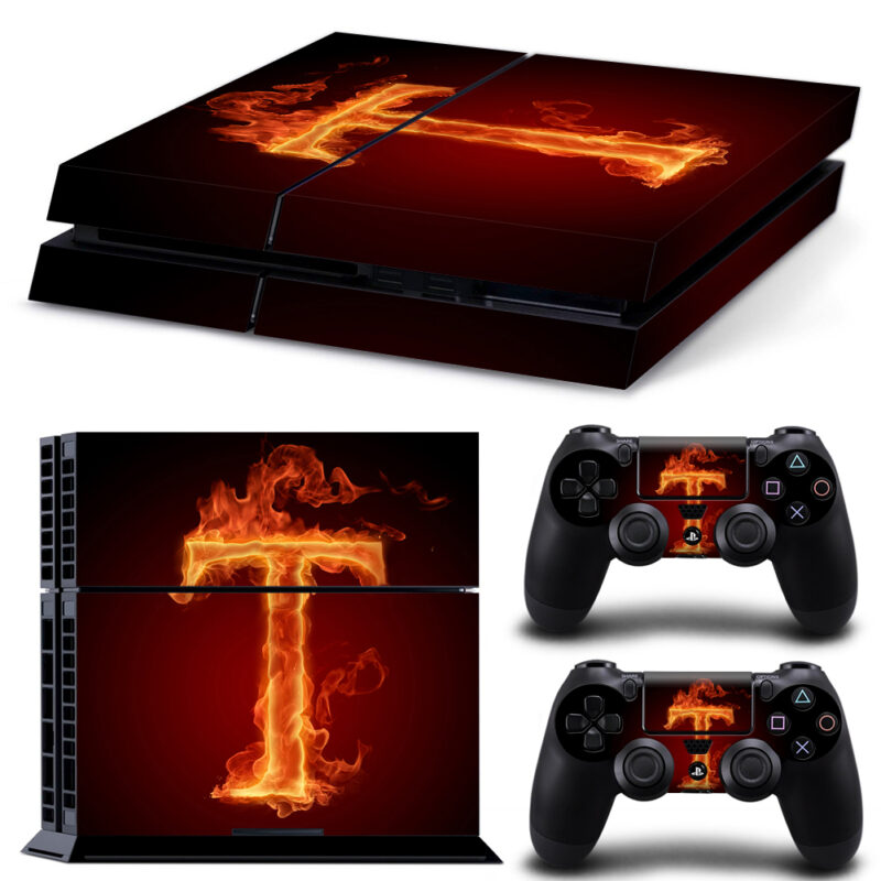 Fire Letter T PS4 Skin Sticker