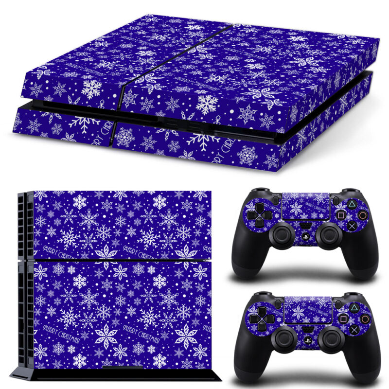 Blue Christmas Snowflake Pattern PS4 Skin Sticker