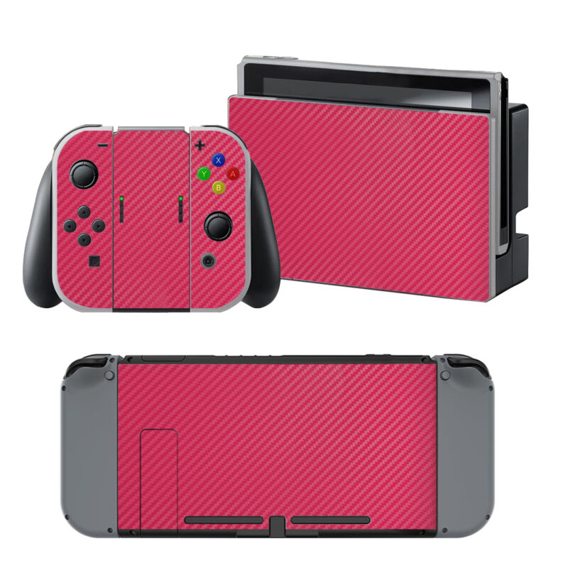 Pink Carbon Decal Cover For Nintendo Switch & Nintendo Switch OLED