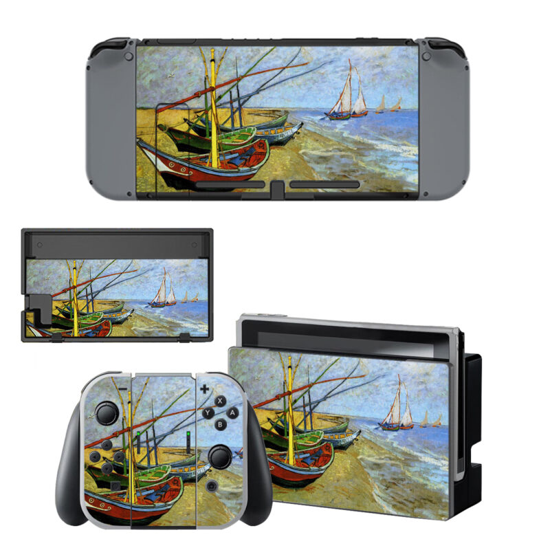 Boats At Saintes Maries Painting Decal Cover For Nintendo Switch & Nintendo Switch OLED