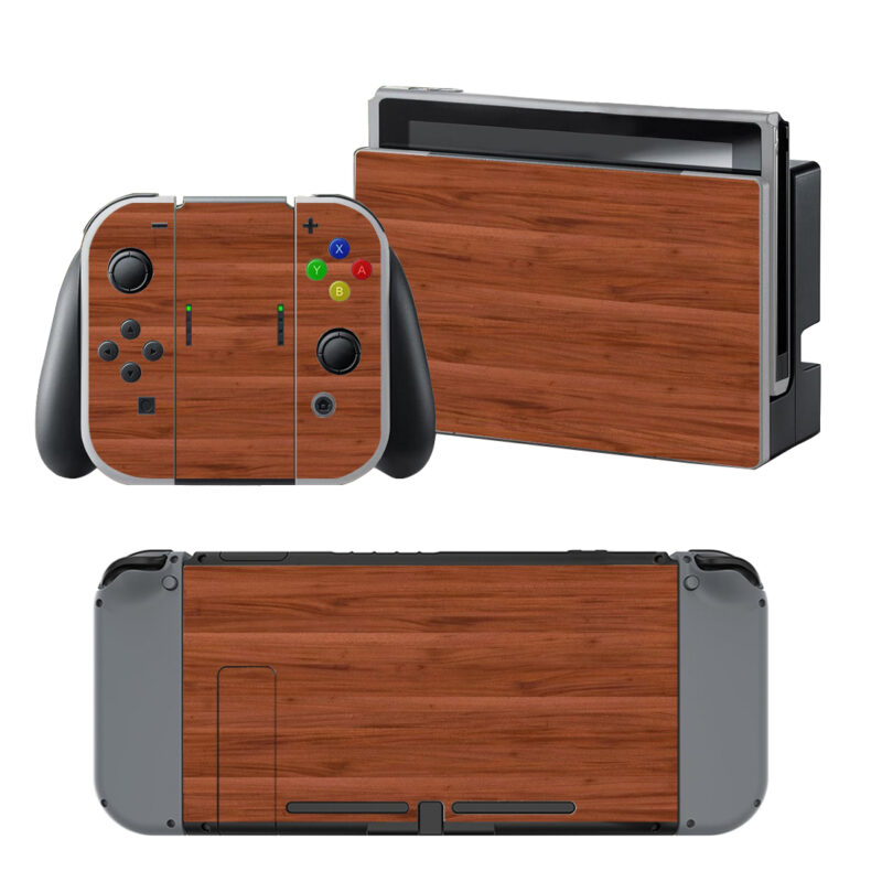 Brown Wood Texture Skin Sticker For Nintendo Switch & Nintendo Switch OLED Design 2