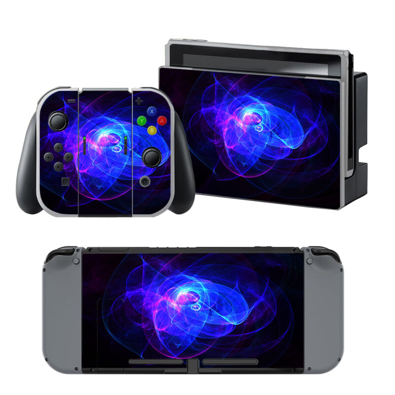 Cool Blue And Purple Light Wave Pattern Decal Cover For Nintendo Switch & Nintendo Switch OLED