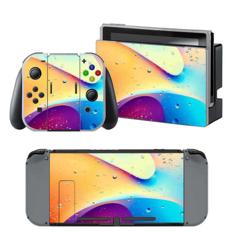 Orange Swim Water Drops Abstract Decal Cover For Nintendo Switch & Nintendo Switch OLED