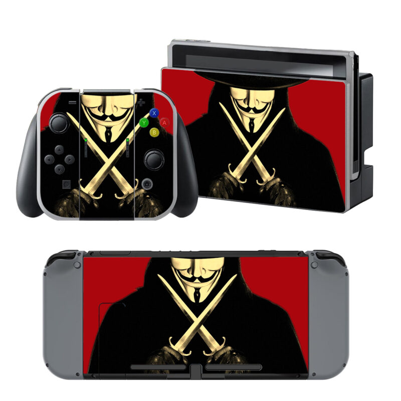 V For Vendetta Dagger Mask Decal Cover For Nintendo Switch & Nintendo Switch OLED