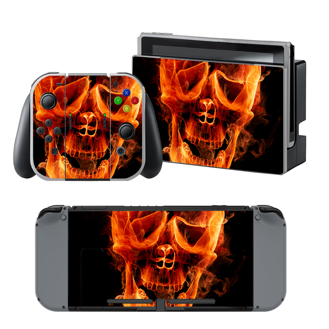 Red Flame Skull Decal Cover For Nintendo Switch & Nintendo Switch OLED