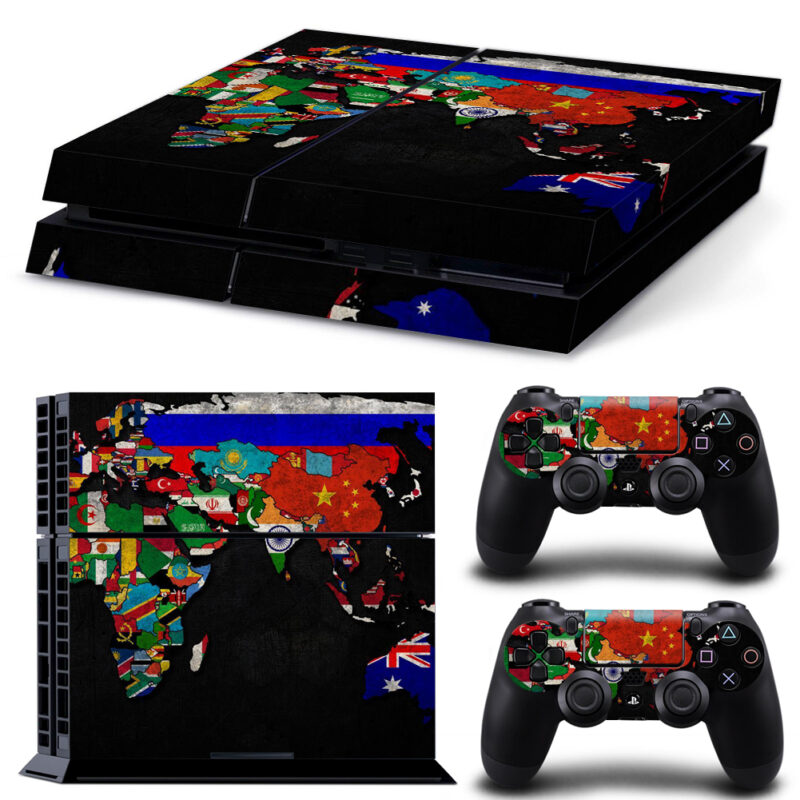 World Map With Flags PS4 Skin Sticker