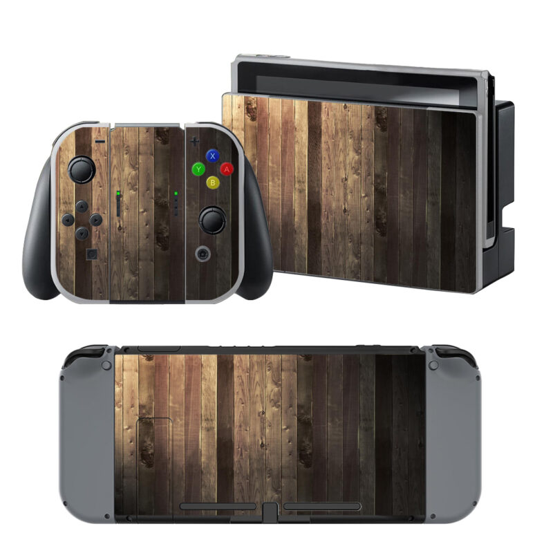 Dark Vertical Wooden Texture Decal Cover For Nintendo Switch & Nintendo Switch OLED