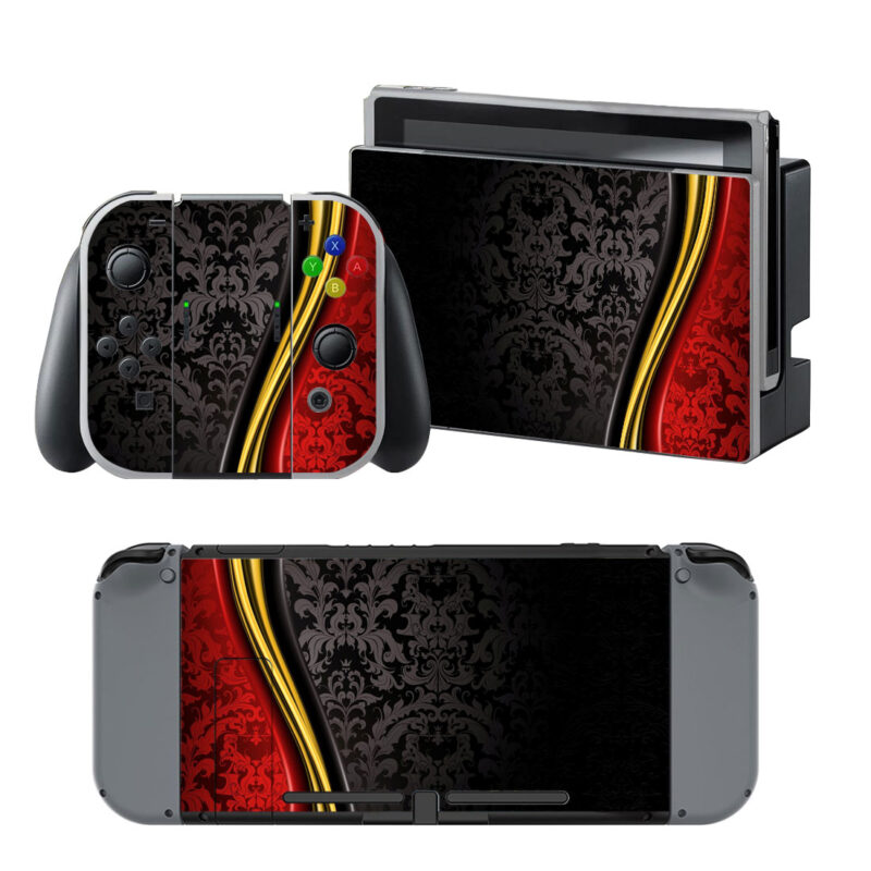 Black Gold And Red Royal Pattern Decal Cover For Nintendo Switch & Nintendo Switch OLED