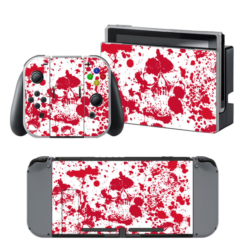 Blood Splatter Skull Decal Cover For Nintendo Switch & Nintendo Switch OLED