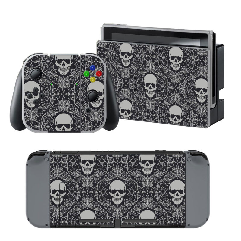 Black And White Skull Pattern Decal Cover For Nintendo Switch & Nintendo Switch OLED