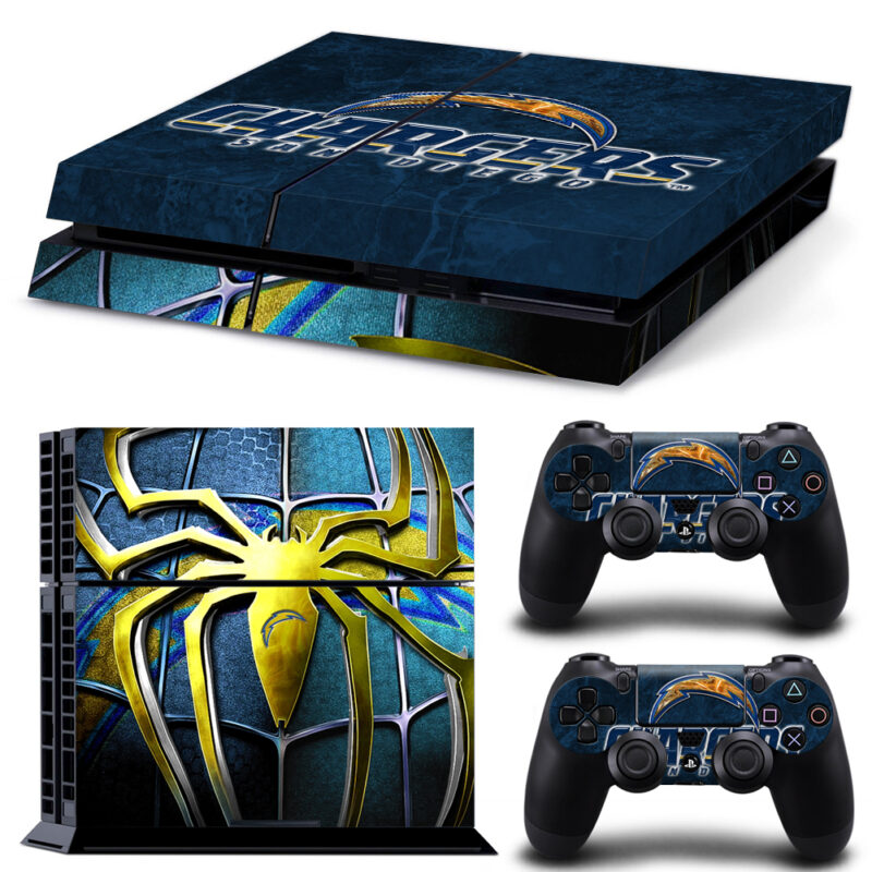 San Diego Chargers And Spiderman Skin Sticker For PS4 And Controllers