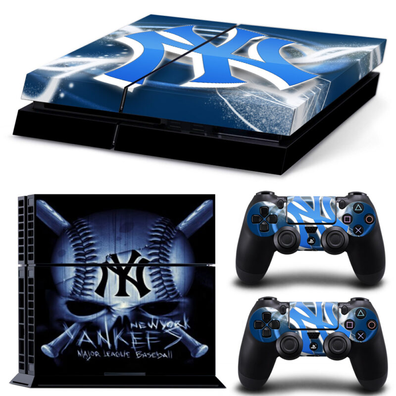 New York Yankees Blue Baseball Skull Art PS4 Skin Sticker