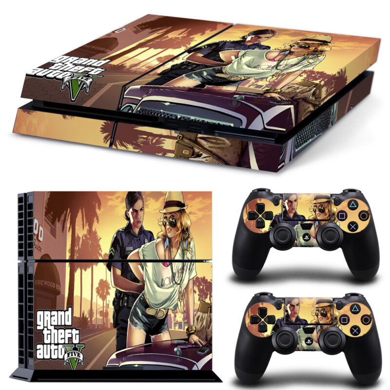 Grand Theft Auto V Girl Getting Arrested PS4 Skin Sticker