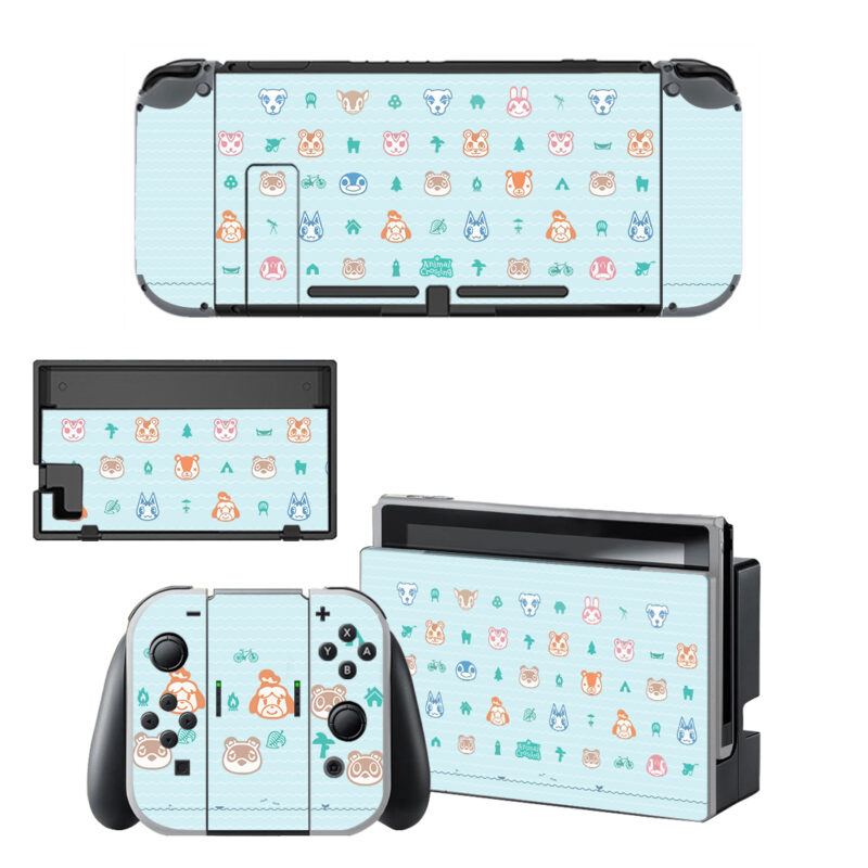 Blue Animal Crossing Pattern Skin Sticker For Nintendo Switch OLED & Nintendo Switch