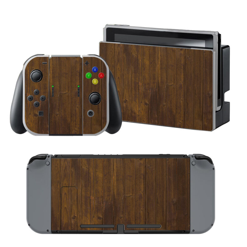 Brown Wood Texture Skin Sticker For Nintendo Switch & Nintendo Switch OLED Design 1