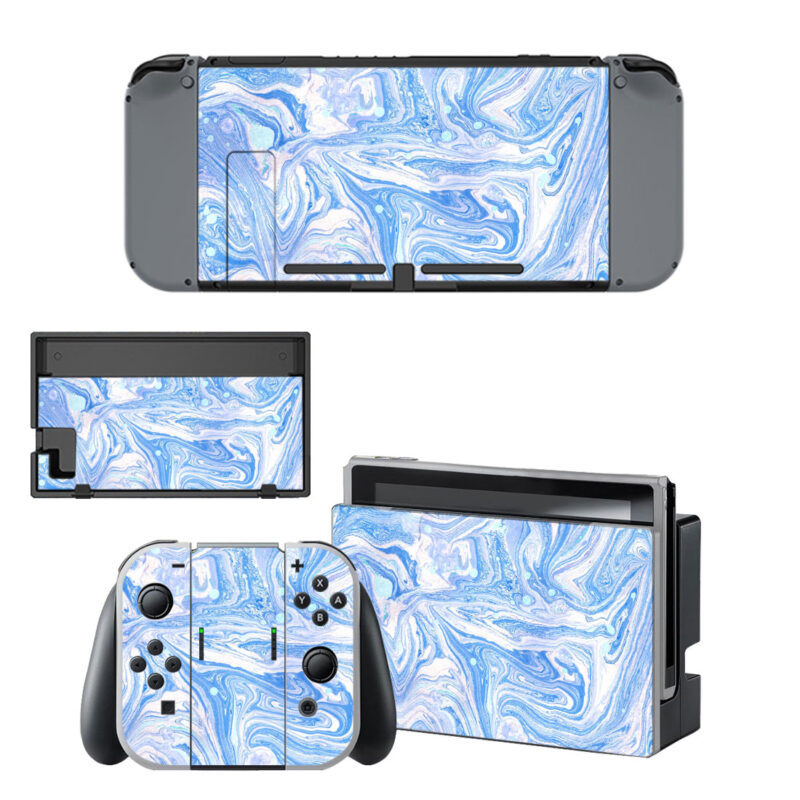 Blue And White Marble Texture Decal Cover For Nintendo Switch OLED & Nintendo Switch