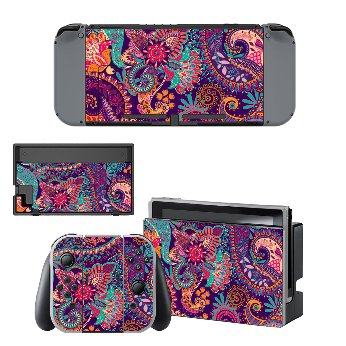 Colorful Paisley Pattern Decal Cover For Nintendo Switch OLED & Nintendo Switch