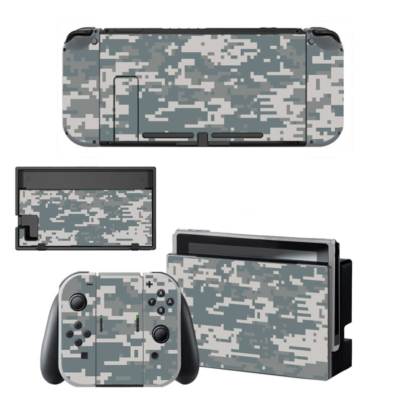 Grey Pixel Camouflage Decal Cover For Nintendo Switch OLED & Nintendo Switch