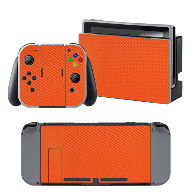 Orange Carbon Decal Cover For Nintendo Switch & Nintendo Switch OLED