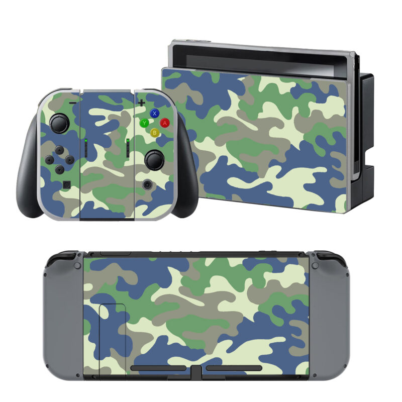 Blue Green Grey White Camouflage Decal Cover For Nintendo Switch & Nintendo Switch OLED