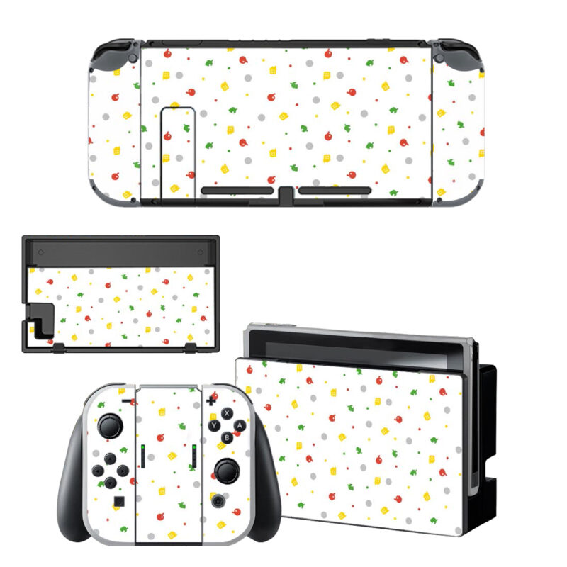 White Animal Crossing Pattern Skin Sticker For Nintendo Switch OLED & Nintendo Switch