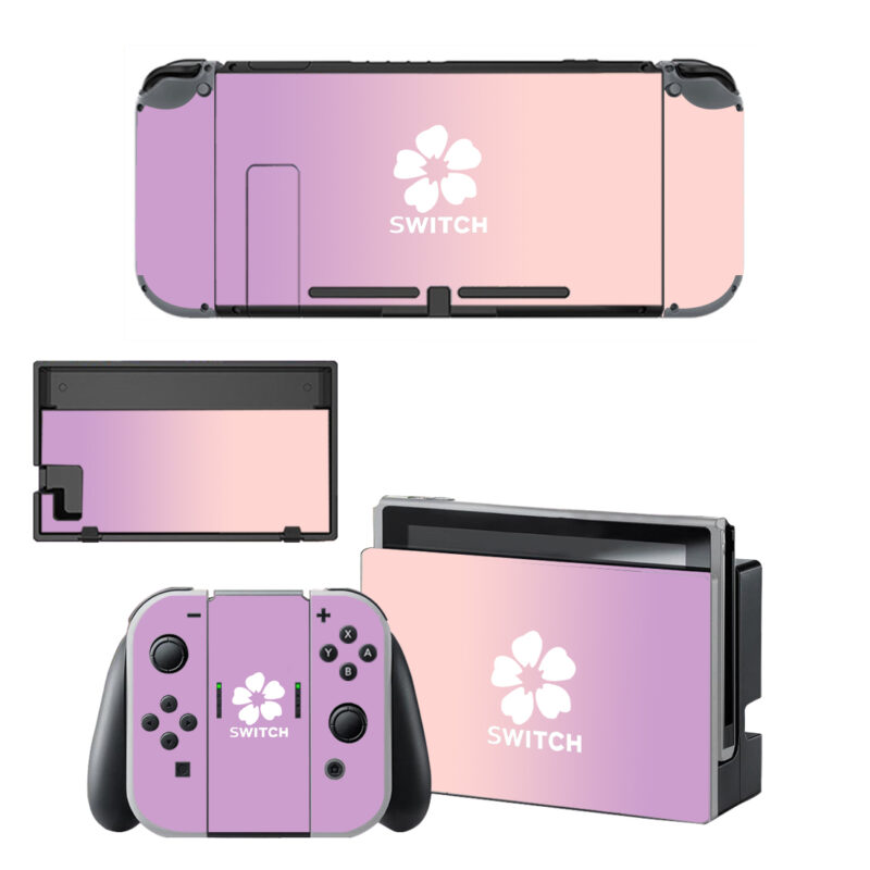 Pink And Purple Flower Decal Cover For Nintendo Switch OLED & Nintendo Switch