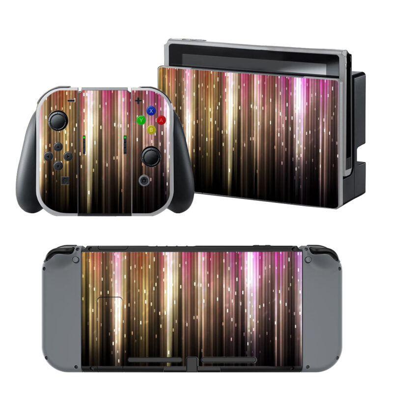 Vertical Pink And Yellow Glitter Abstract Decal Cover For Nintendo Switch & Nintendo Switch OLED