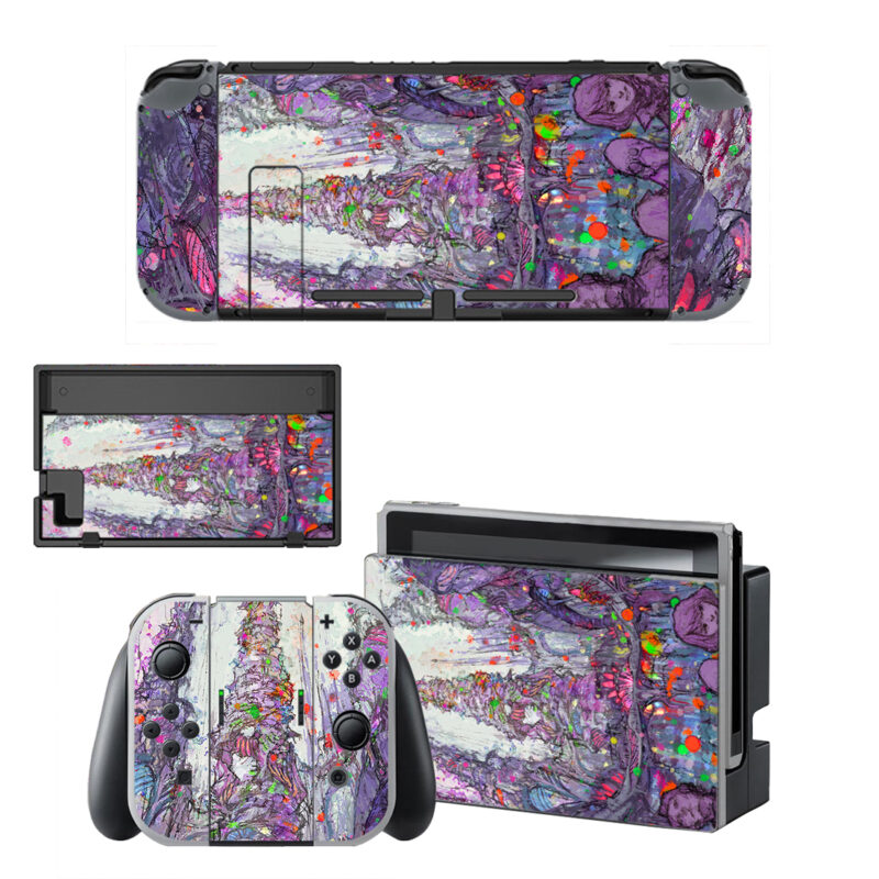 Purple Abstract Mountain Painting Decal Cover For Nintendo Switch OLED & Nintendo Switch