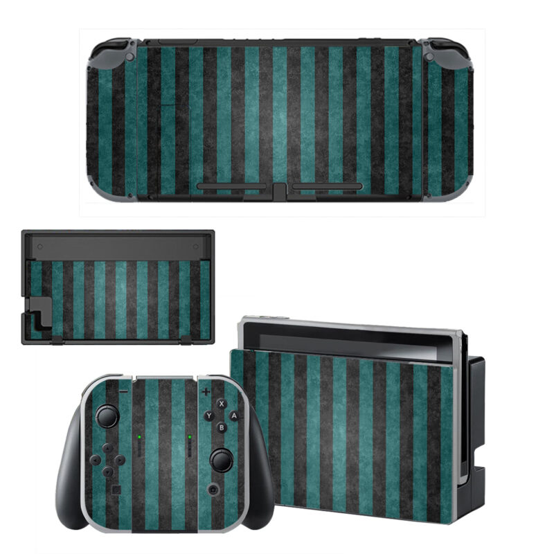Black And Green Abstract Vertical Stripes Decal Cover For Nintendo Switch OLED & Nintendo Switch