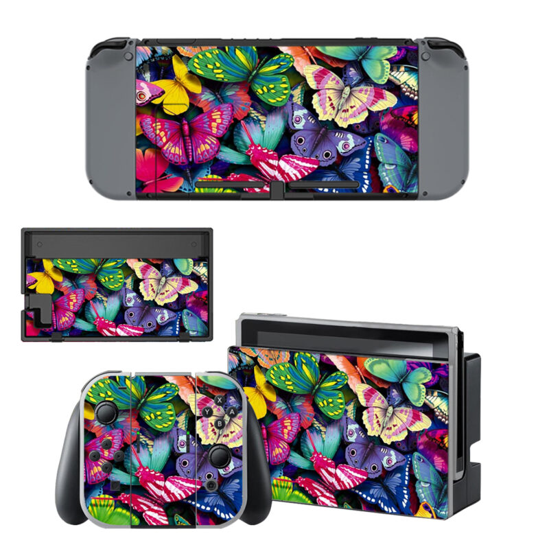 Seamless Colorful Butterflies Pattern Decal Cover For Nintendo Switch OLED & Nintendo Switch