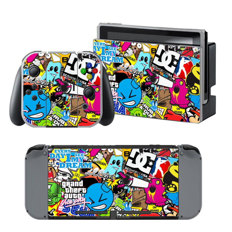 Sticker Bomb Decal Cover For Nintendo Switch & Nintendo Switch OLED Design 3