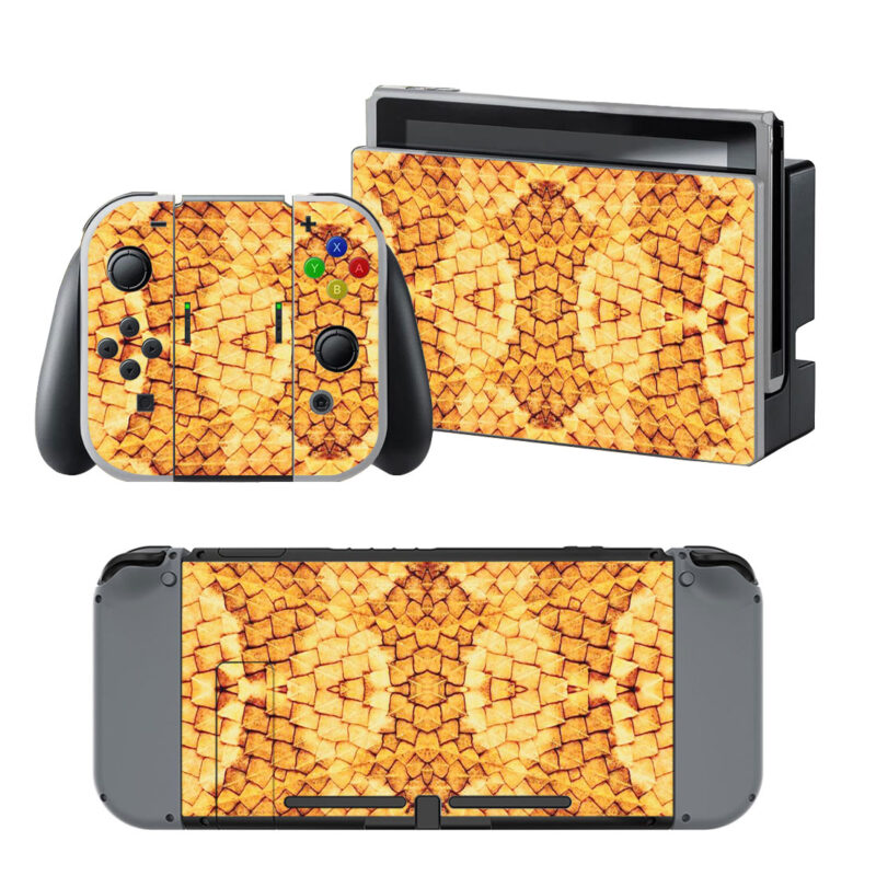 Gold Snake Scale Pattern Decal Cover For Nintendo Switch & Nintendo Switch OLED