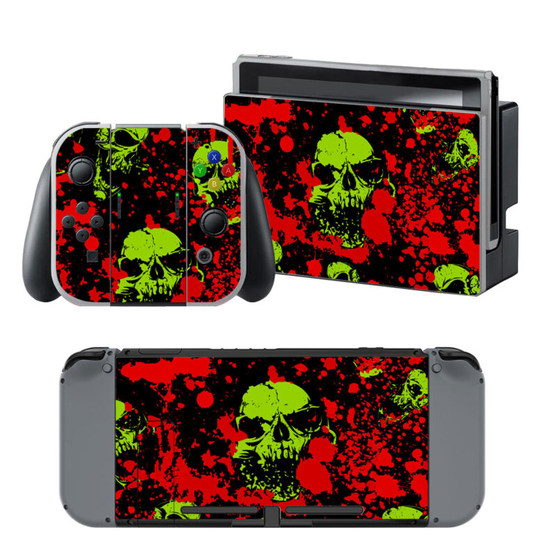 Green Skull With Blood Decal Cover For Nintendo Switch & Nintendo Switch OLED