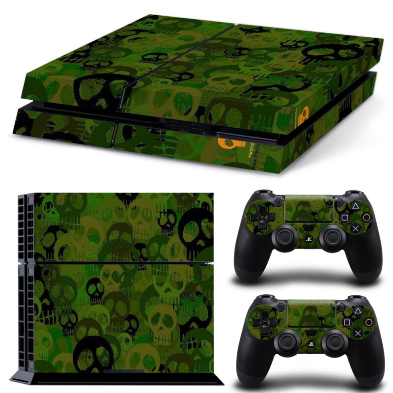 Wonder Milk Green Skull Pattern PS4 Skin Sticker