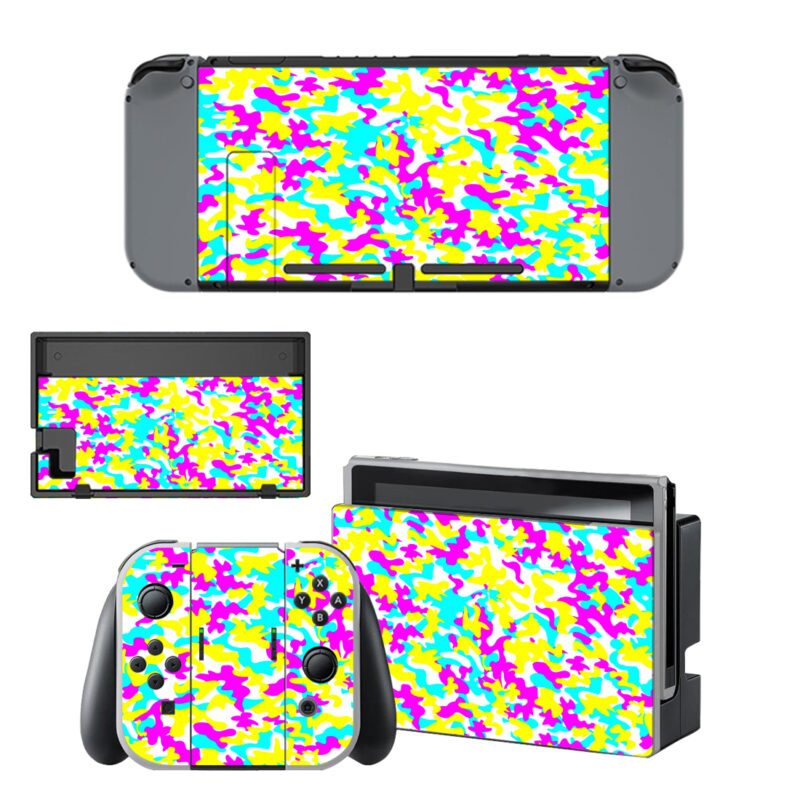 Pink Yellow Blue Camouflage Skin Sticker For Nintendo Switch & Nintendo Switch OLED