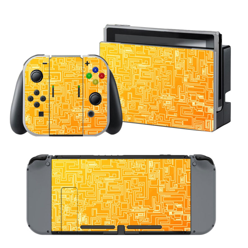 Abstract Orange Geometric Digital Art lines Decal Cover For Nintendo Switch & Nintendo Switch OLED