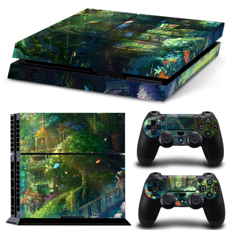 Green Anime City Spring PS4 Skin Sticker