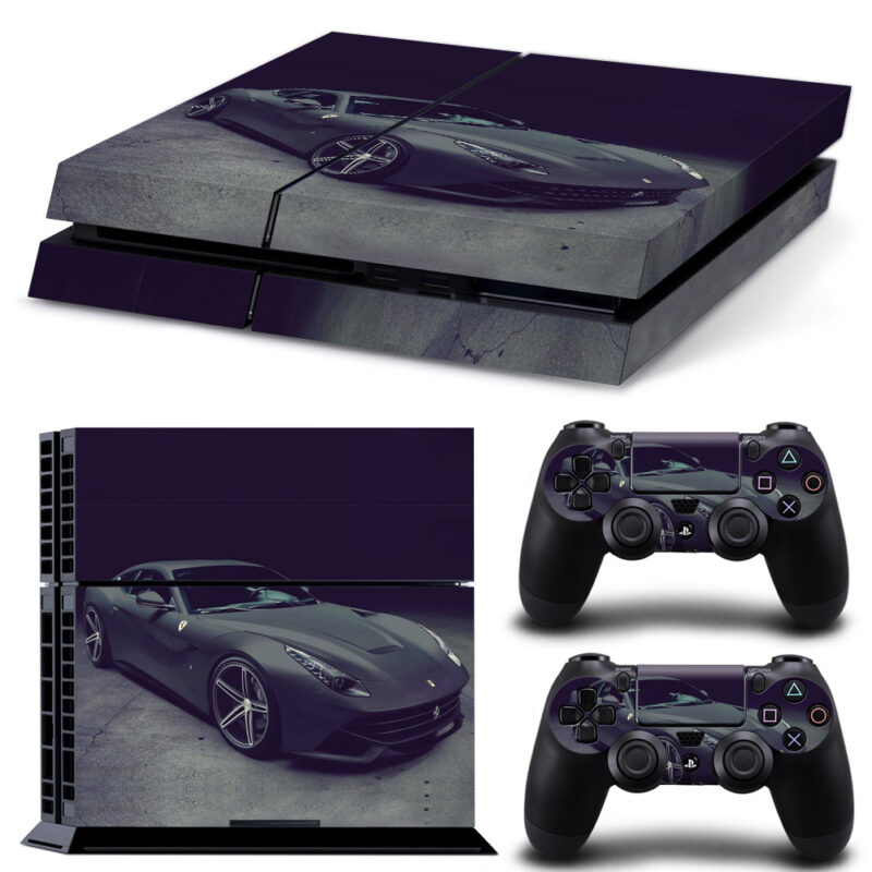 Black Color Ferrari F12 PS4 Skin Sticker